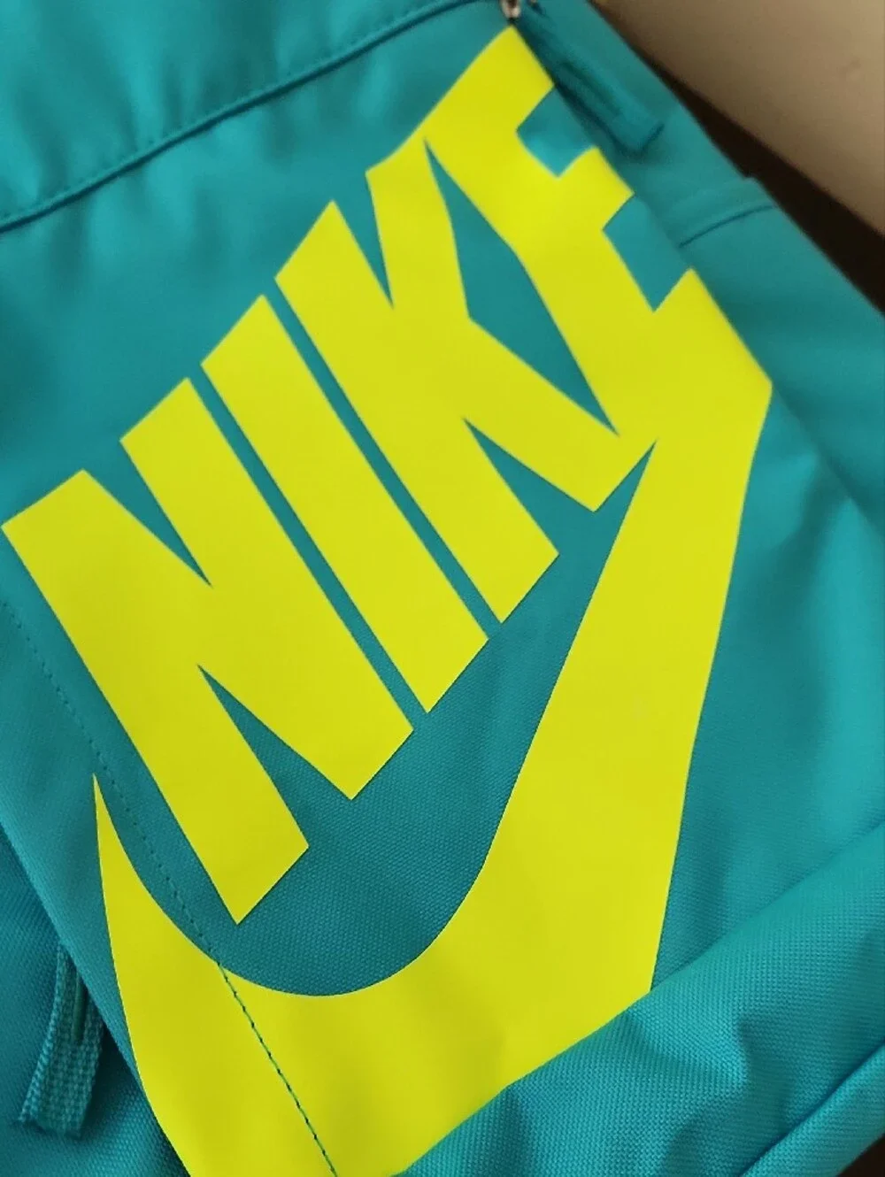 Nike Teal Backpack with Neon Yellow Logo